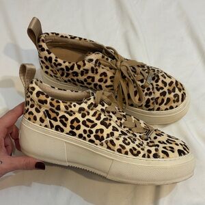 J/Slides Leopard Print Calf Hair Platform Lug Sole Sneakers, Cheetah Girls Vibes
